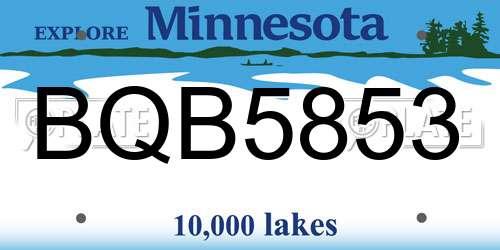 BQB5853 Minnesota License Plate