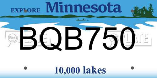 BQB750 Minnesota License Plate