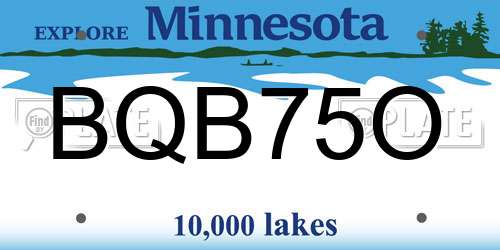 BQB75O Minnesota License Plate