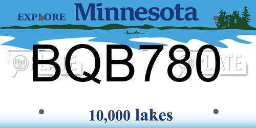 BQB780 Minnesota License Plate