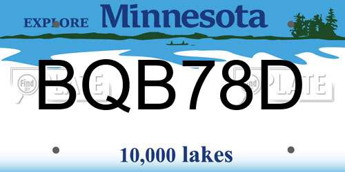 BQB78D Minnesota License Plate