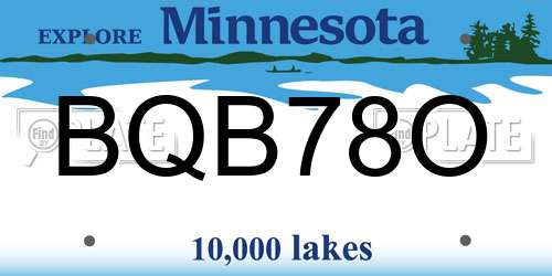 BQB78O Minnesota License Plate