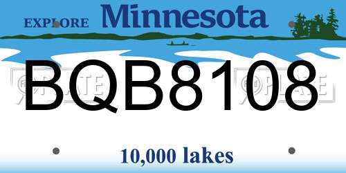 BQB8108 Minnesota License Plate