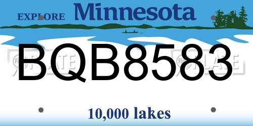 BQB8583 Minnesota License Plate