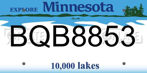 BQB8853 Minnesota License Plate