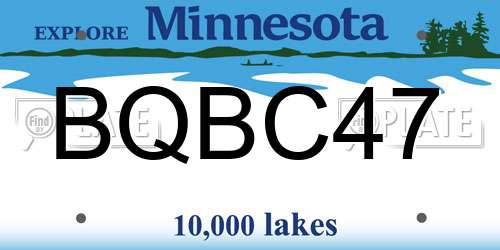 BQBC47 Minnesota License Plate
