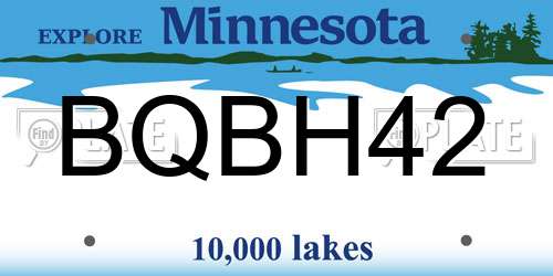 BQBH42 Minnesota License Plate