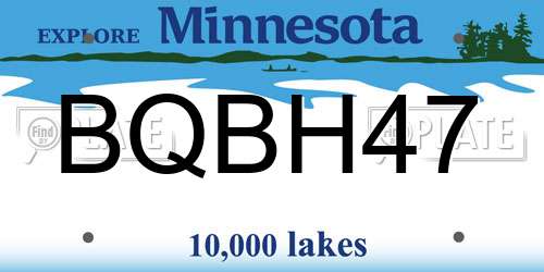 BQBH47 Minnesota License Plate