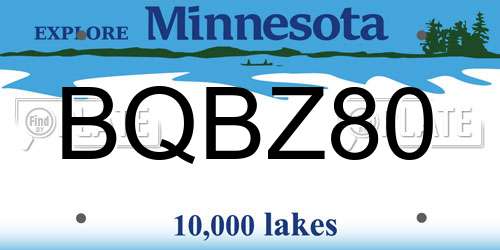 BQBZ80 Minnesota License Plate