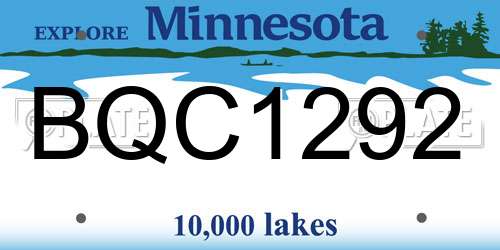 BQC1292 Minnesota License Plate