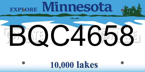 BQC4658 Minnesota License Plate