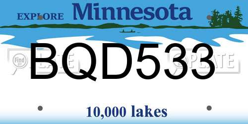 BQD533 Minnesota License Plate