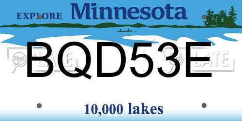 BQD53E Minnesota License Plate