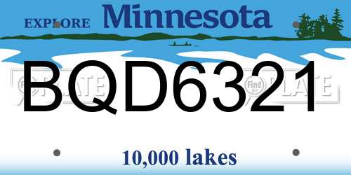 BQD6321 Minnesota License Plate