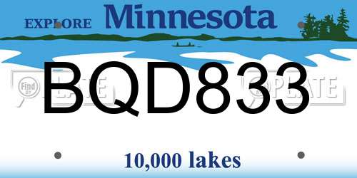 BQD833 Minnesota License Plate