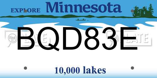 BQD83E Minnesota License Plate