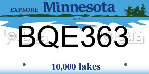 BQE363 Minnesota License Plate