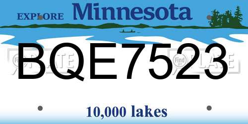 BQE7523 Minnesota License Plate