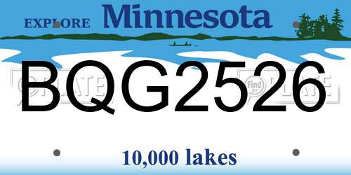 BQG2526 Minnesota License Plate