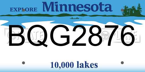 BQG2876 Minnesota License Plate