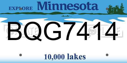 BQG7414 Minnesota License Plate