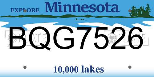 BQG7526 Minnesota License Plate