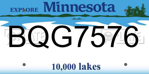 BQG7576 Minnesota License Plate