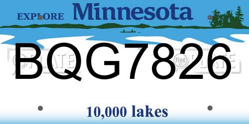 BQG7826 Minnesota License Plate