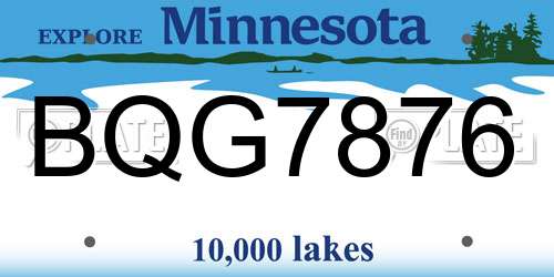 BQG7876 Minnesota License Plate