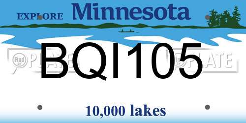 BQI105 Minnesota License Plate