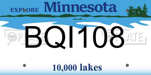 BQI108 Minnesota License Plate