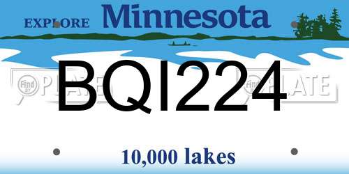 BQI224 Minnesota License Plate