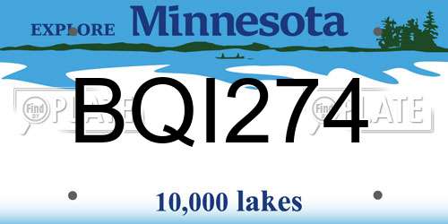 BQI274 Minnesota License Plate