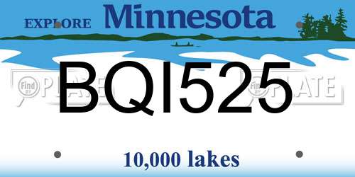 BQI525 Minnesota License Plate