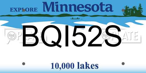 BQI52S Minnesota License Plate