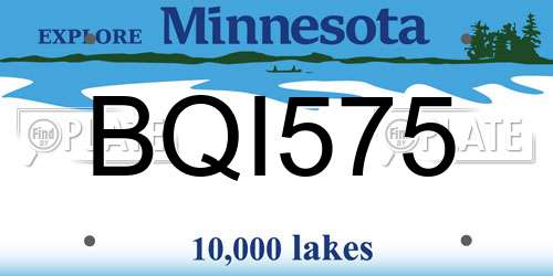 BQI575 Minnesota License Plate