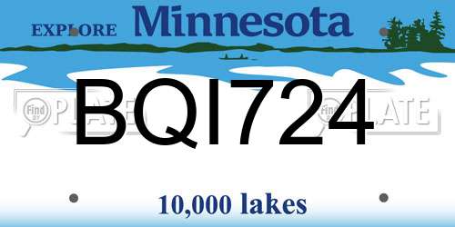 BQI724 Minnesota License Plate