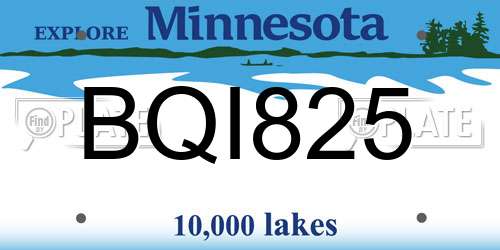 BQI825 Minnesota License Plate