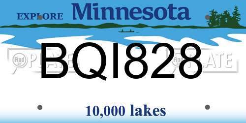 BQI828 Minnesota License Plate
