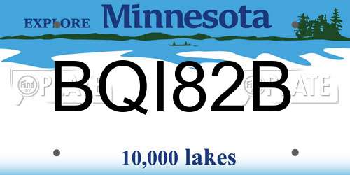 BQI82B Minnesota License Plate