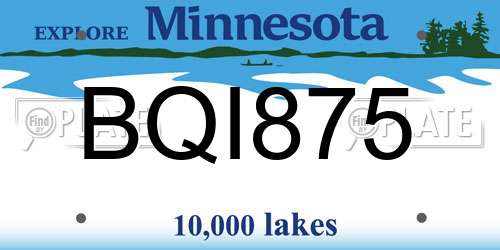 BQI875 Minnesota License Plate