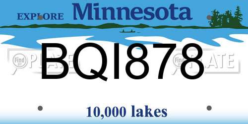 BQI878 Minnesota License Plate
