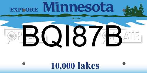 BQI87B Minnesota License Plate