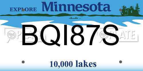 BQI87S Minnesota License Plate
