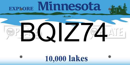 BQIZ74 Minnesota License Plate