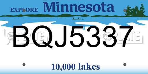 BQJ5337 Minnesota License Plate