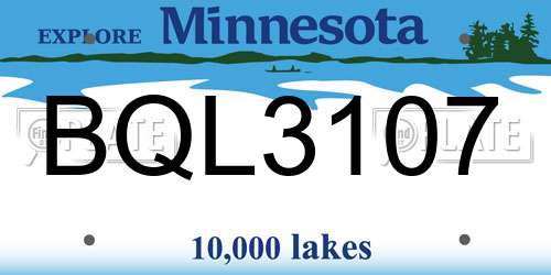 BQL3107 Minnesota License Plate
