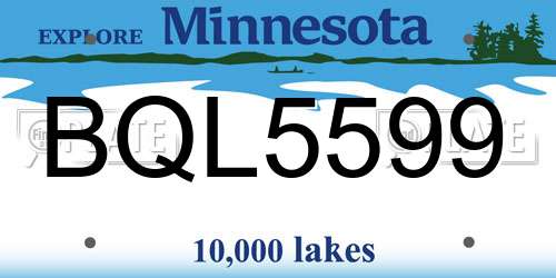 BQL5599 Minnesota License Plate