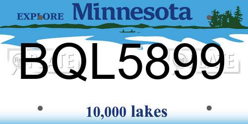 BQL5899 Minnesota License Plate