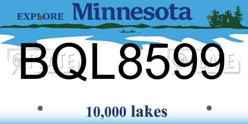 BQL8599 Minnesota License Plate